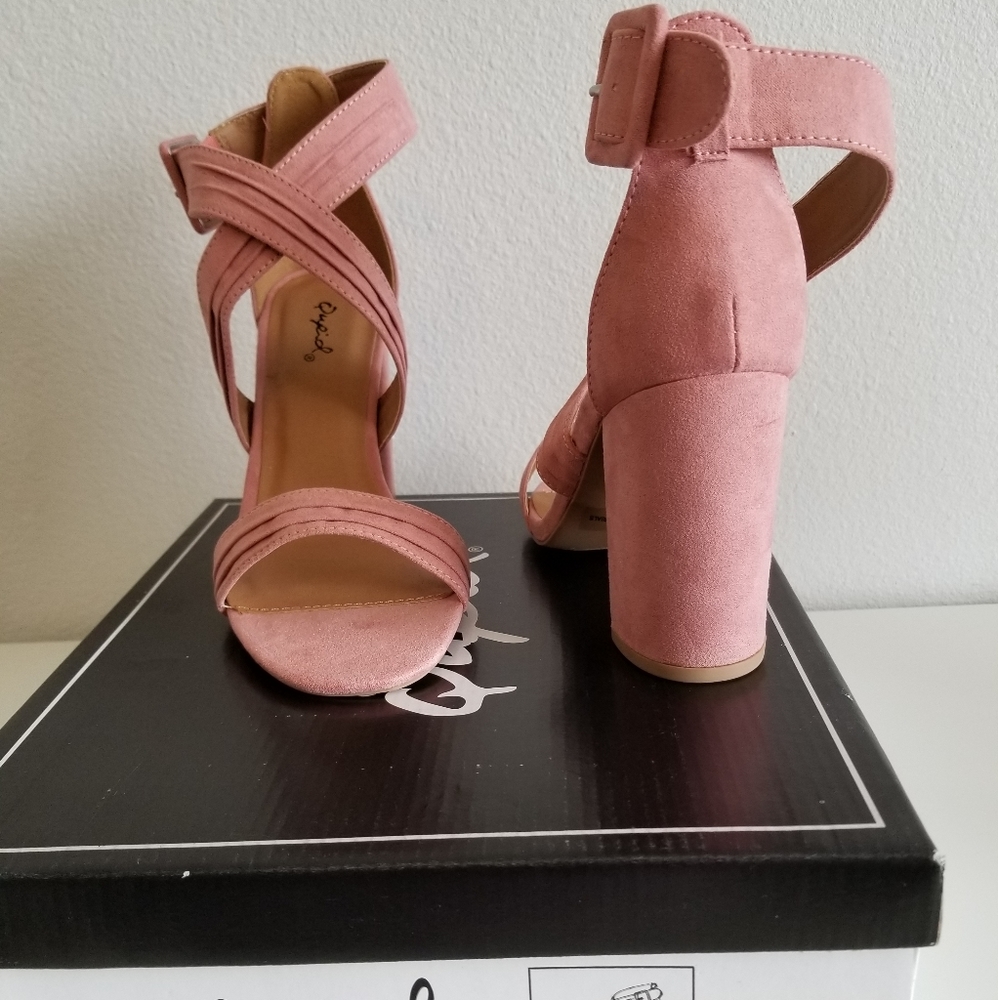 New Chunky Heel Rose Suede 8.5 - Picture 3 of 3